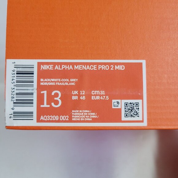 Nike Alpha Menace Pro 2 Mid Football Cleats AQ3209-002 Size 13 Black main image 9
